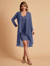 Robe de mère courte et élégante en mousseline de soie