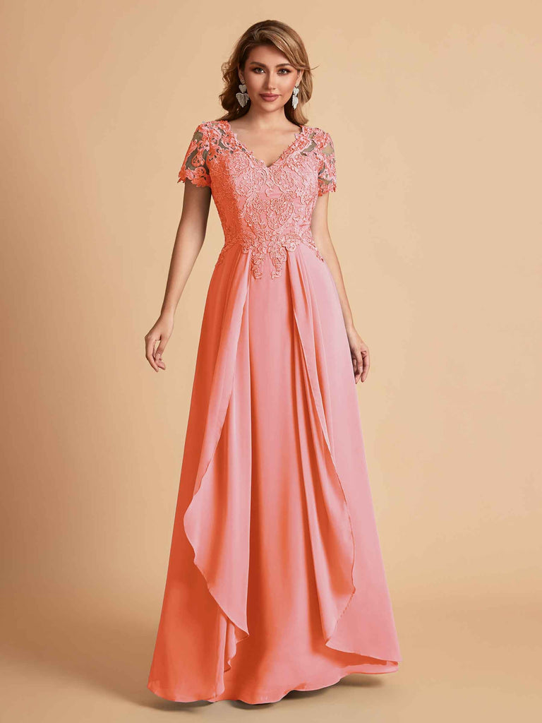 Robe en mousseline de soi col en V haut en dentelle