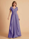 Robe en mousseline de soi col en V haut en dentelle