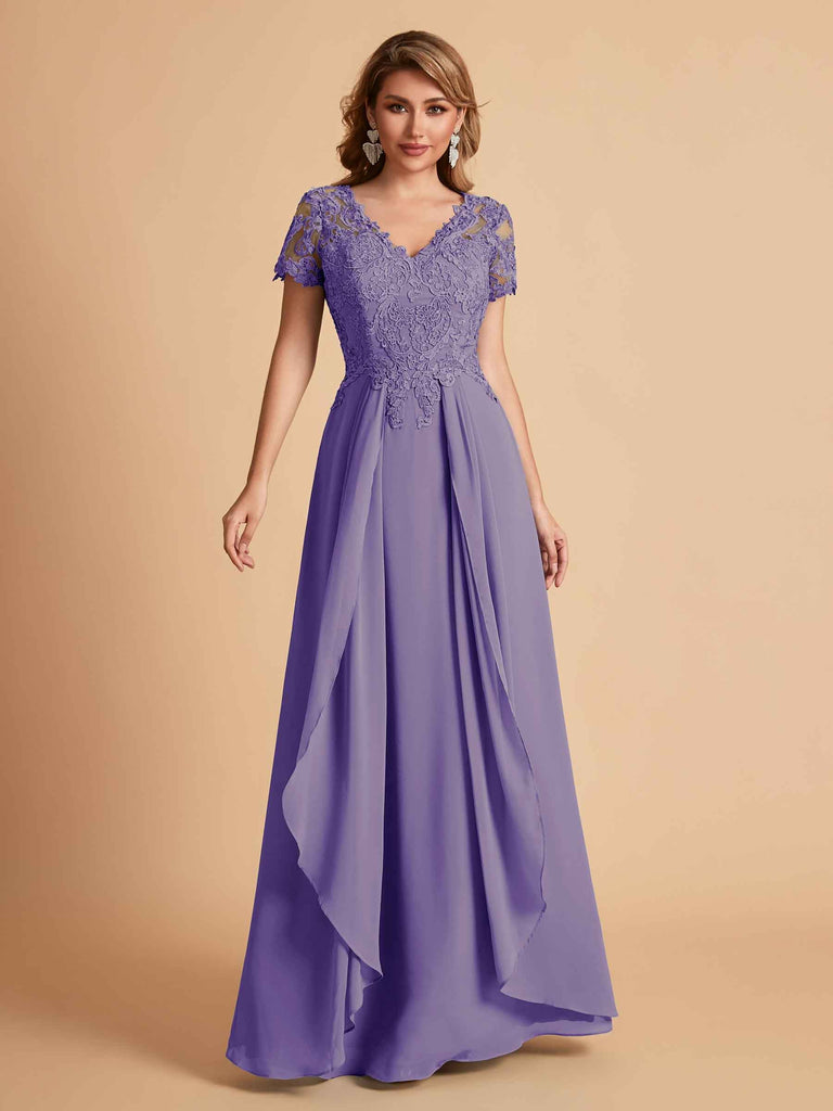 Robe en mousseline de soi col en V haut en dentelle