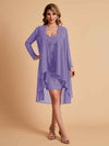 Robe de mère courte et élégante en mousseline de soie