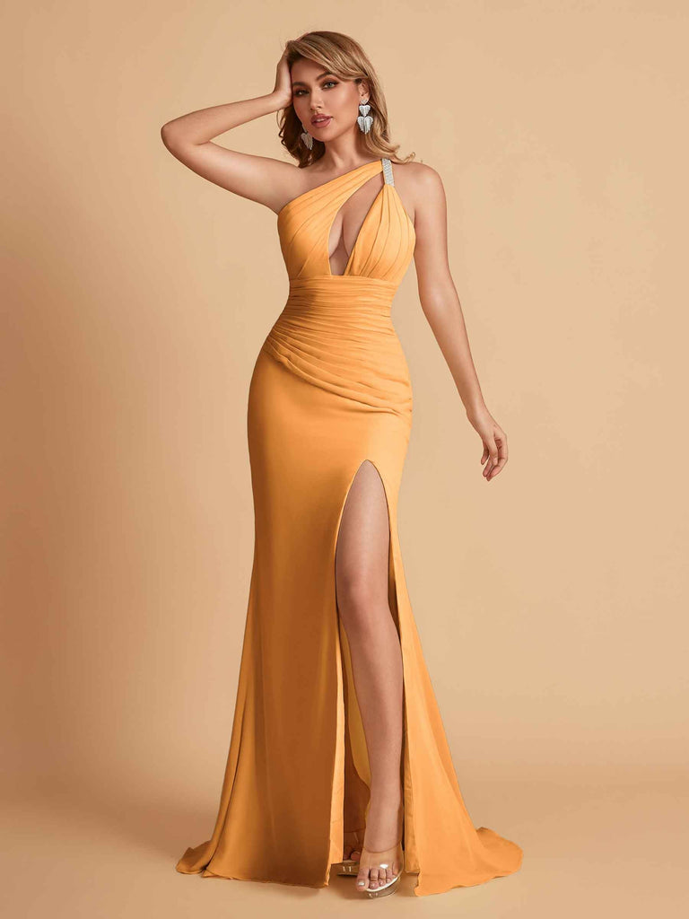 Robe sexy sirène à une épaule longueur au sol robe de soirée de mariée
