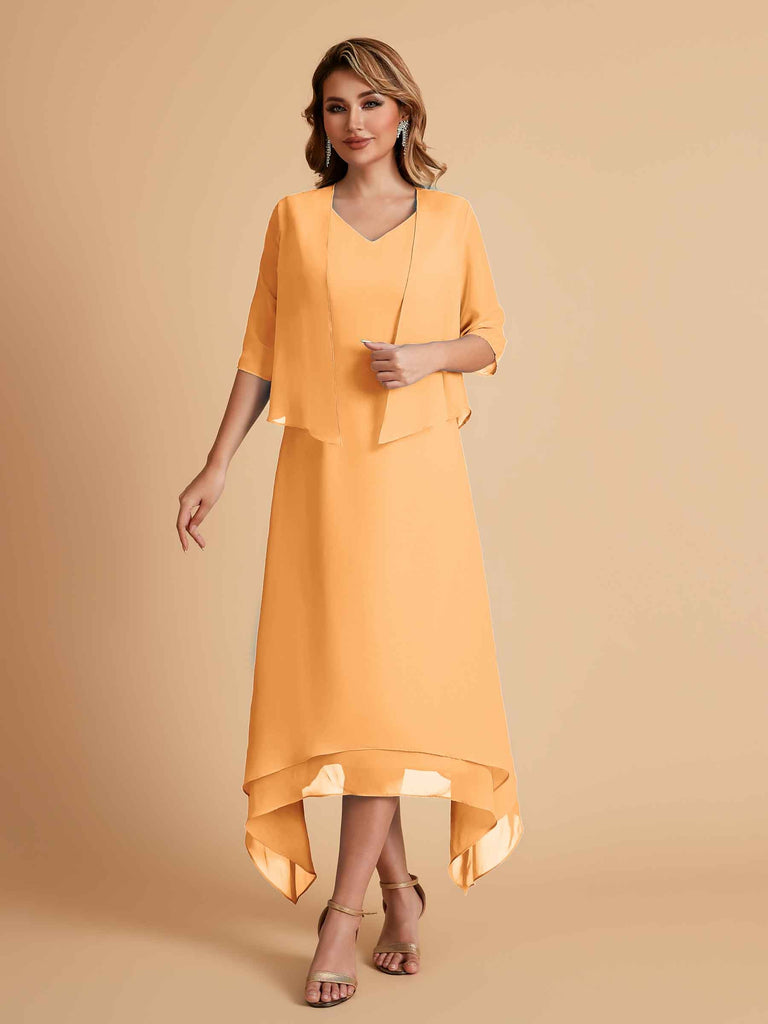 Robes de mère de la mariée élégantes en mousseline à manches courtes