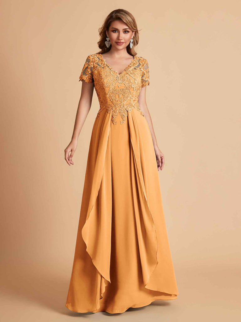 Robe en mousseline de soi col en V haut en dentelle