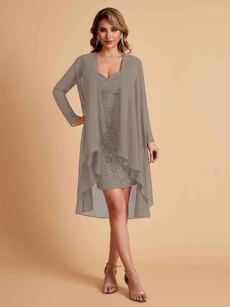 Robe de mère courte et élégante en mousseline de soie
