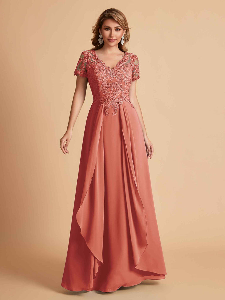 Robe en mousseline de soi col en V haut en dentelle