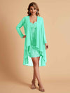 Robe de mère courte et élégante en mousseline de soie