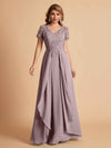 Robe en mousseline de soi col en V haut en dentelle
