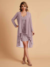 Robe de mère courte et élégante en mousseline de soie