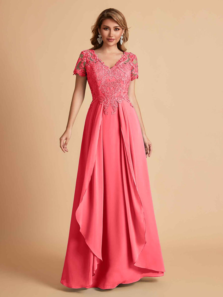 Robe en mousseline de soi col en V haut en dentelle