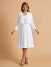 Robe de mère de la mariée courte et élégante en mousseline de soie trapèze