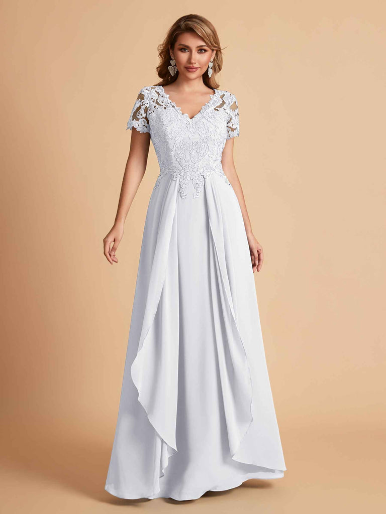 Robe en mousseline de soi col en V haut en dentelle