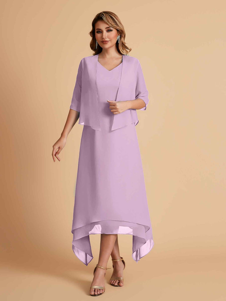 Robes de mère de la mariée élégantes en mousseline à manches courtes