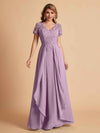 Robe en mousseline de soi col en V haut en dentelle