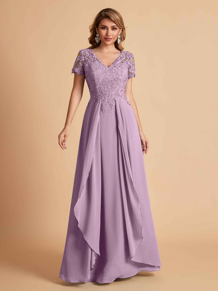 Robe en mousseline de soi col en V haut en dentelle