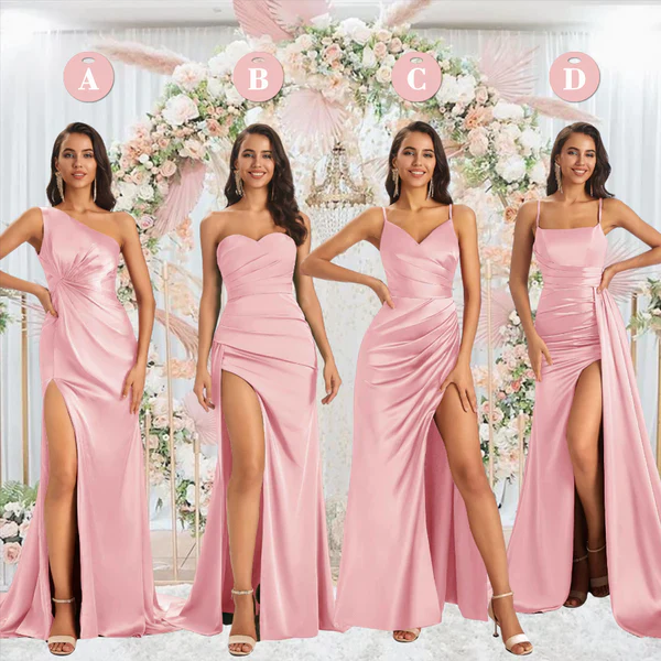 Robes demoiselle d'honneur longues blush sexy fente latérale