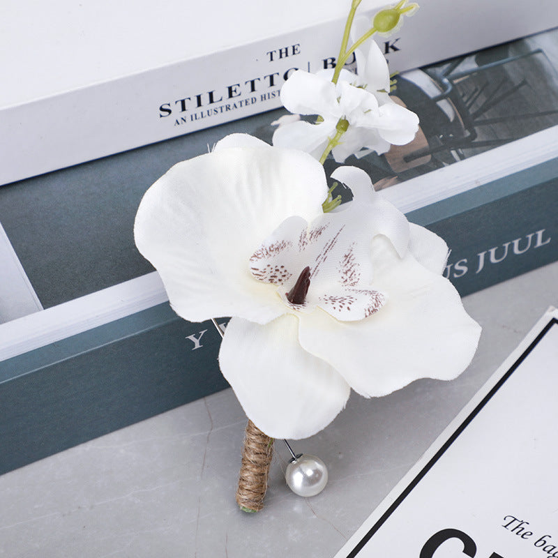 New Creative Phalaenopsis Men Corsage Outdoor Wedding Brooch Mori Party Decorations, CG6687