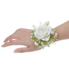 White Imitation Wrist Flower Bride Bridesmaid Sister Group Hand Flower Dress Brooch Corsage, CG61443