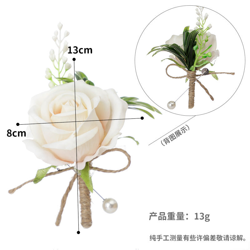 New Rose Corsage Wedding Men Groomsmen Brooch Outdoor Party Decoration, CG6688