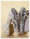 Women's Wedding Shoes Decorative Heel Wedding Heels Bridal Shoes With Beading,H81