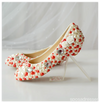 Women's Wedding Shoes Decorative Pearl Wedding Low Heels Bridal Shoes With Beading,H82