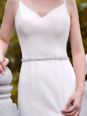 Sparkly Luxury Beaded Thin Brides Sash For Wedding,S308