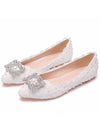 Women's Wedding Shoes Decorative Lace Pearl Wedding Flat Heels Bridal Shoes, H91