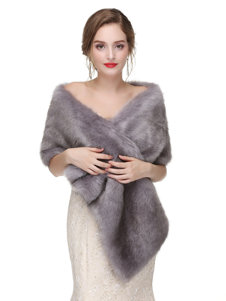 Women's Large Faux Fur Stole Bridal Winter Fur Wraps and Shawls Wedding Faux Mink Shrug for Bridesmaids